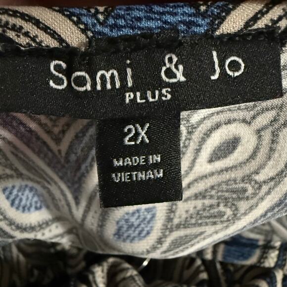 Sami & Jo paisley fit and flare jersey dress short sleeve midi length plus 2X - Picture 3 of 12
